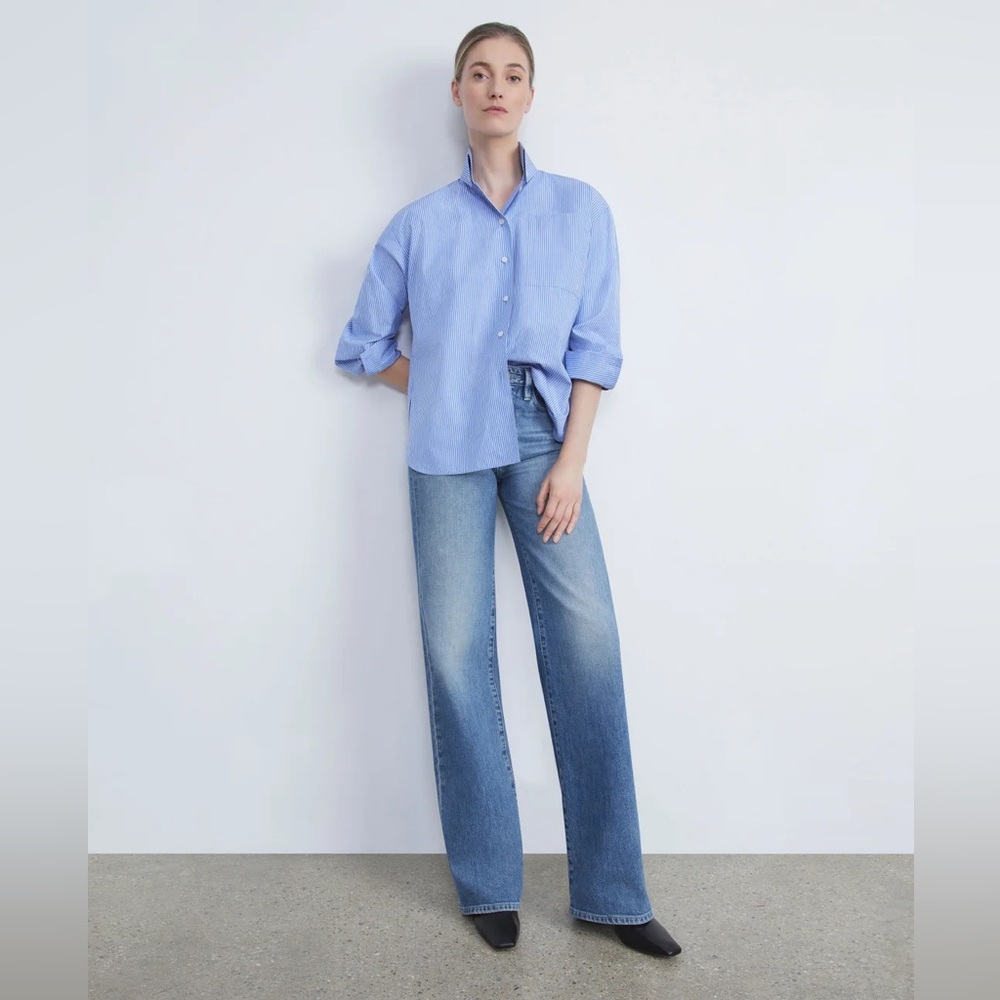 Lafayette 148 New York L148 DENIM‎ WYCKOFF WIDE-LEG JEAN in Faded Skyline, NWOT